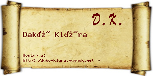 Dakó Klára névjegykártya